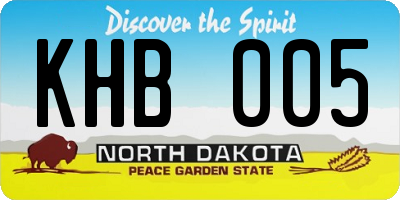 ND license plate KHB005