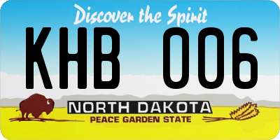 ND license plate KHB006