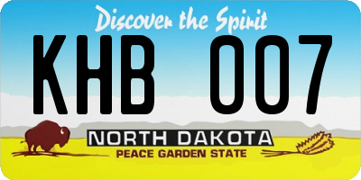 ND license plate KHB007