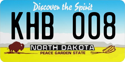 ND license plate KHB008