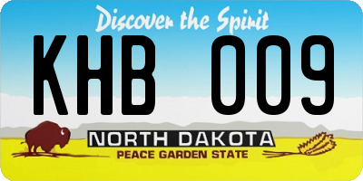 ND license plate KHB009