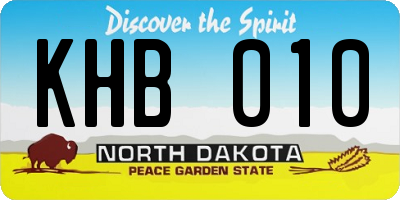 ND license plate KHB010