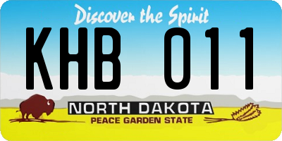 ND license plate KHB011