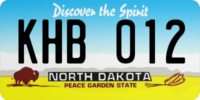 ND license plate KHB012