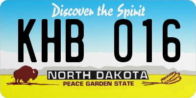 ND license plate KHB016