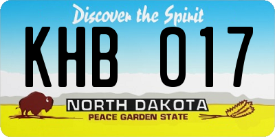 ND license plate KHB017