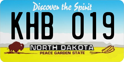 ND license plate KHB019