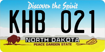 ND license plate KHB021