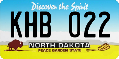 ND license plate KHB022