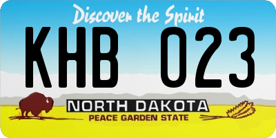 ND license plate KHB023