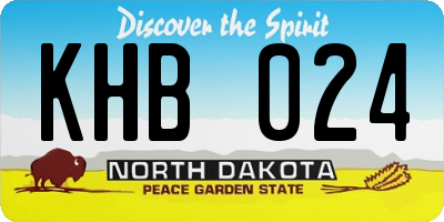 ND license plate KHB024