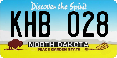 ND license plate KHB028