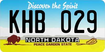ND license plate KHB029