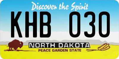 ND license plate KHB030