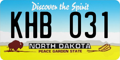 ND license plate KHB031