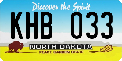 ND license plate KHB033
