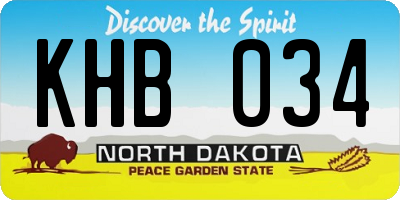 ND license plate KHB034
