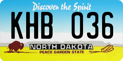 ND license plate KHB036