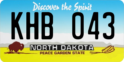 ND license plate KHB043