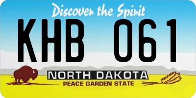 ND license plate KHB061