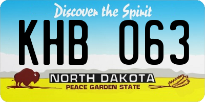 ND license plate KHB063