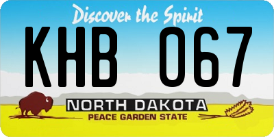 ND license plate KHB067