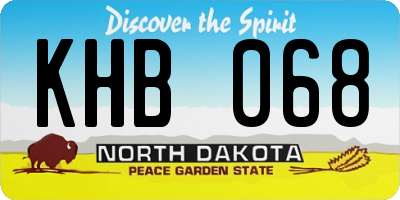 ND license plate KHB068