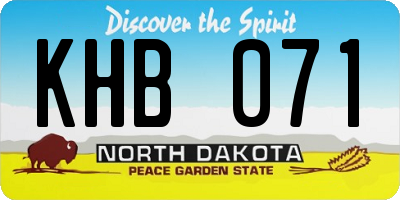 ND license plate KHB071