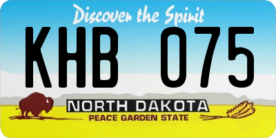 ND license plate KHB075