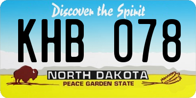 ND license plate KHB078