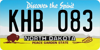 ND license plate KHB083