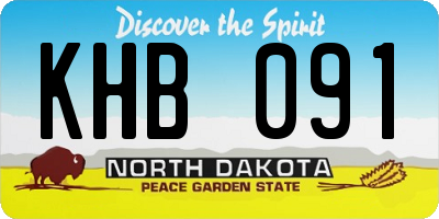 ND license plate KHB091