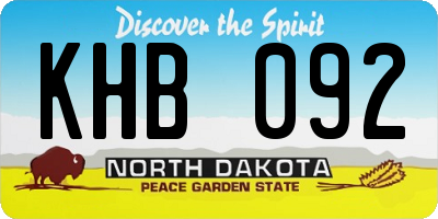 ND license plate KHB092