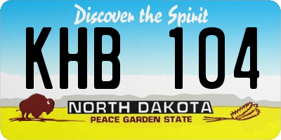 ND license plate KHB104
