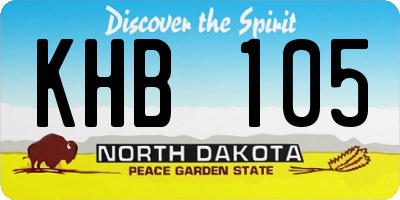 ND license plate KHB105