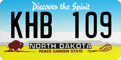 ND license plate KHB109