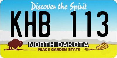 ND license plate KHB113