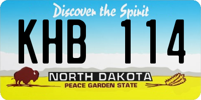 ND license plate KHB114
