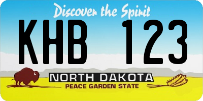 ND license plate KHB123
