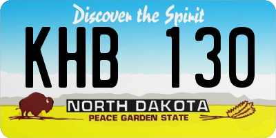 ND license plate KHB130