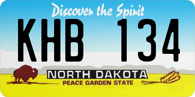 ND license plate KHB134