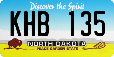 ND license plate KHB135
