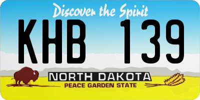 ND license plate KHB139