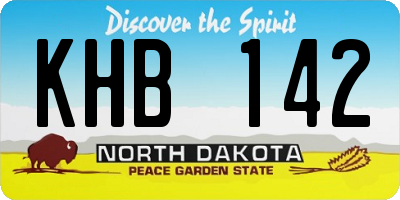 ND license plate KHB142