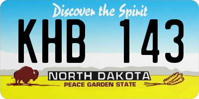 ND license plate KHB143