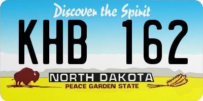 ND license plate KHB162