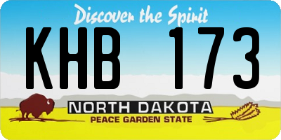 ND license plate KHB173