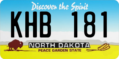 ND license plate KHB181