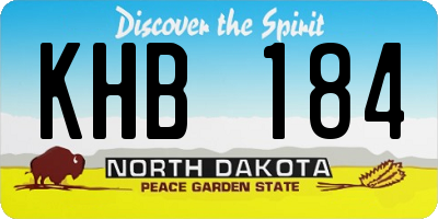 ND license plate KHB184