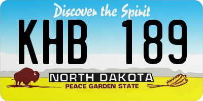 ND license plate KHB189